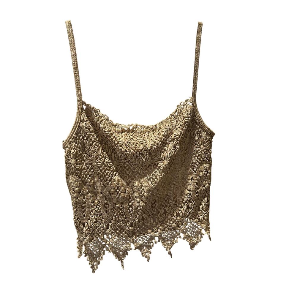 Ellie vintage inspired gold crocheted cami